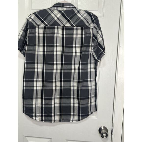 Carbon Men Multicolor Black Plaid Flannel Button Up ShortSleeve Shirt Size Large - Picture 3 of 7
